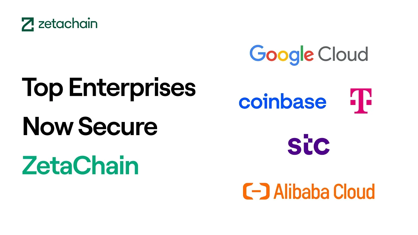 ZetaChain 6 Logos of top companies like Google Cloud and Coinbase securing ZetaChain